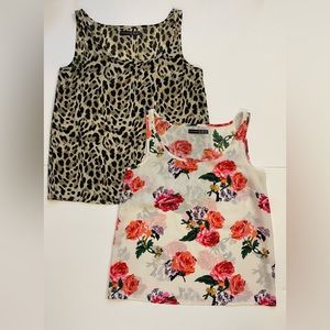 Set Of 2 Atmosphere Womens EU 8 XS Tank Top Shirt Floral Leopard Flowy Oversized